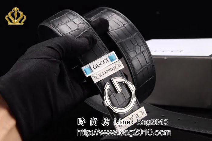 古馳CUCCI 鱷魚紋 法國巴黎專櫃新款 原單品質-2017秋冬新品男士皮帶 GHG1009